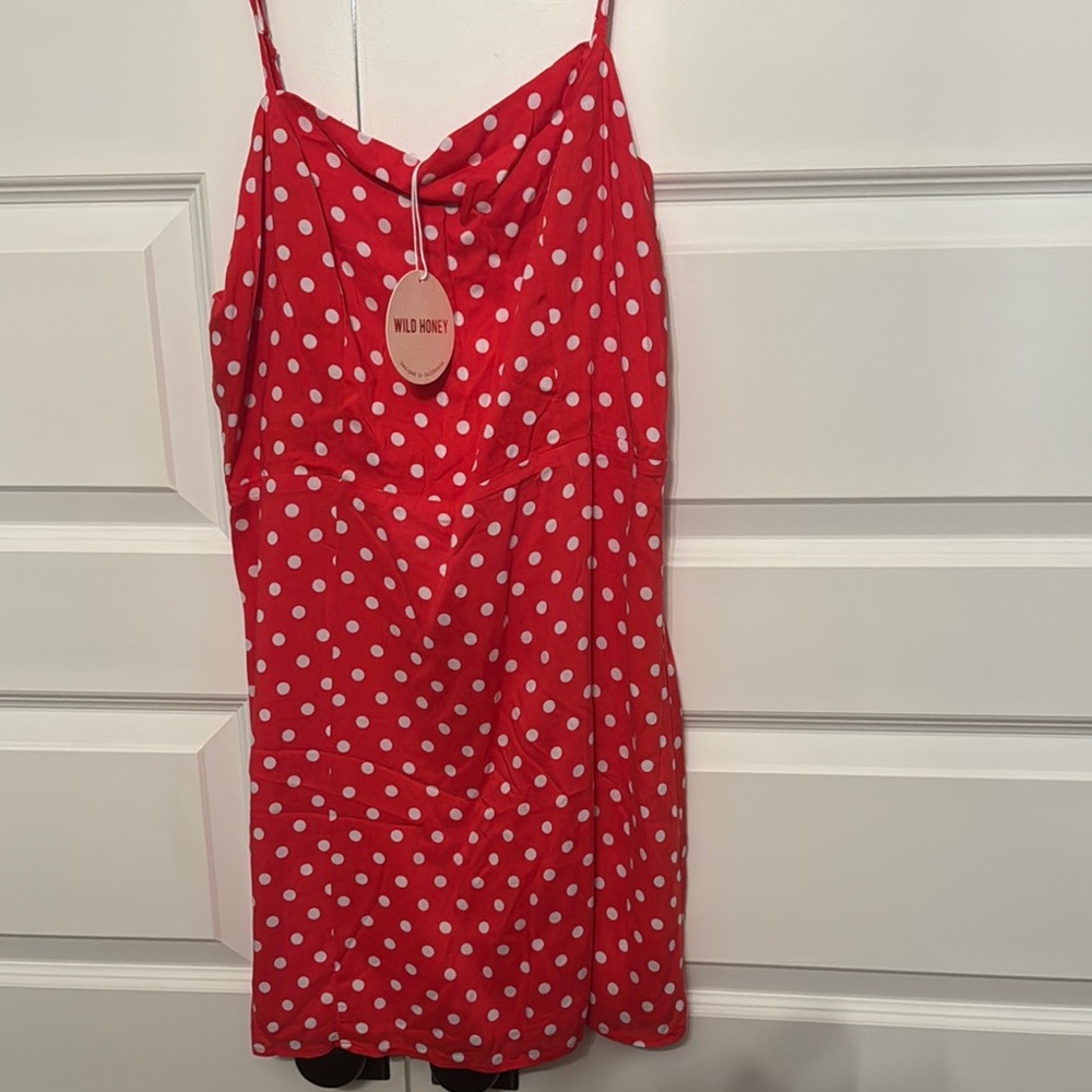 Wild Honey Scarlet Dress with White Dots